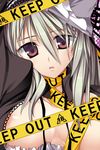  breasts caution_tape keep_out large_breasts ooba_kagerou rozen_maiden silver_hair solo suigintou 