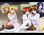  arisa_bannings artist_request bed blonde_hair blue_eyes blue_hair brown_hair cat cellphone closed_eyes fate_testarossa feet hair_ornament hairband long_hair lyrical_nanoha mahou_shoujo_lyrical_nanoha_strikers military military_uniform multiple_girls one_eye_closed pantyhose phone purple_eyes red_eyes red_hair short_hair side_ponytail takamachi_nanoha tsab_ground_military_uniform tsukimura_suzuka uniform very_long_hair wallpaper x_hair_ornament yagami_hayate 