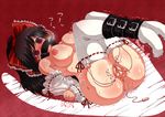  arms_behind_back bdsm blush bondage bound bound_arms bound_legs bow breasts detached_sleeves egg_vibrator hair_tubes hakurei_reimu large_breasts n_(dai_n_honpo) pussy pussy_juice red_eyes solo thighhighs touhou uncensored vibrator white_legwear 