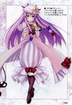  :o black_legwear blush book bow capelet crescent hair_bow highres hobble_skirt long_hair non-web_source nullken pantyhose patchouli_knowledge pointing purple_eyes purple_hair scan shoes solo touhou very_long_hair 