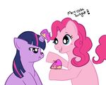  equine female feral food friendship_is_magic fur horn horse lulubell mammal my_little_pony pink_fur pinkie_pie_(mlp) pony twilight_sparkle_(mlp) unicorn 