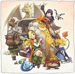  2girls 3boys animal back bat beer bianca bianca&#039;s_daughter bianca&#039;s_son bird blonde blunde both_genders braid cape child dragon dragon_quest dragon_quest_v dragon_wings green_eyes hammer hat hero_(dq5) long_hair looking_back mask monster randosel riding short_hair single_braid slime_(dragon_quest) staff sword tiger tomato wings 