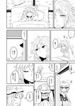  comic fox_tail futon greyscale hair_down hands_in_opposite_sleeves hat messy_hair monochrome multiple_girls multiple_tails sleepy tail touhou translated waking_up yakumo_ran yakumo_yukari yokochou 