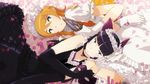  2girls dress elbow_gloves flowers gloves gokou_ruri gothic_lolita hairband hairclip kousaka_kirino mask official_art ore_no_imouto_ga_konna_ni_kawaii_wake_ga_nai thighhighs uki_atsuya 