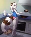  cat cooking feline female kitchen looking_at_viewer looking_back mammal panties peri peridotkitty solo standing underwear 