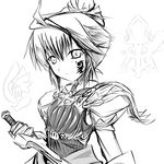  androgynous clavat final_fantasy final_fantasy_crystal_chronicles haribote lilty monochrome princess_fiona princess_fiona_(cc) selkie sword tattoo weapon 