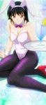  animal_ears breasts bunny_ears bunnysuit cleavage fishnet_pantyhose fishnets highres large_breasts pantyhose school_rumble screencap solo third-party_edit tsukamoto_yakumo 