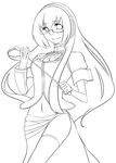  line_art megane megurine_luka monochrome riding_crop tagme vocaloid 