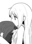  1girl ano_hi_mita_hana_no_namae_wo_bokutachi_wa_mada_shiranai. ascot bad_id bad_pixiv_id greyscale honma_meiko hug long_hair matsuyuki_atsumu monochrome simple_background urayura 