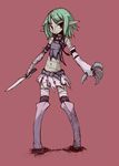 artist_request belt knife midriff monster_girl pointy_ears red_eyes scar stitches zombie 