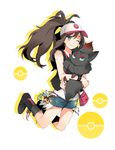  bad_id bad_pixiv_id bag baseball_cap blue_eyes boots brown_hair exposed_pocket gen_5_pokemon hat long_hair one_eye_closed oshawott pokemon pokemon_(creature) pokemon_(game) pokemon_bw ponytail shorts smile snivy tepig touko_(pokemon) tuuuh zorua 