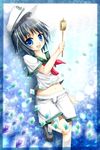  black_hair blue_eyes harukaruha hat hishaku midriff murasa_minamitsu navel sailor sailor_hat short_hair shorts solo touhou 