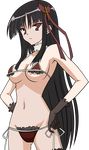  absurdres bikini black_hair high_res hoshikawa_kirara kore_wa_zombie_desu_ka? long_hair micro_bikini mizugi red_eyes saraswati_(kore_wa_zombie_desu_ka?) solo transparent_png vector_trace 