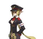  artist_request black_hat breasts disgaea gloves hat long_hair makai_senki_disgaea_3 medium_breasts military military_hat military_uniform official_art salvatore_(disgaea) solo uniform very_long_hair 