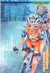  bicycle blonde blue_eyes braid breasts helmet large_breasts nishieda oppai riding shorts spats 