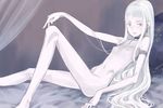  9210sukidesu bed long_hair nipples nude pettanko pillow tagme white_hair young 