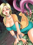 1girl after_sex bianca blonde blush breasts cleavage dragon_quest dragon_quest_v dutch_angle eyes_closed forest insect jewelry large_breasts oppai sex skirt_lift slime tentacles 