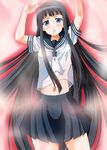  bad_id bad_pixiv_id black_hair blue_eyes himegami_aisa long_hair lying midriff school_uniform serafuku skirt solo sumeragi_tomo to_aru_majutsu_no_index 