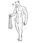  balls black_and_white blacksad cat cigarette erection feline illuminatii lighter line_art male mammal monochrome muscles nude penis plain_background solo towel wet whiskers white_background 