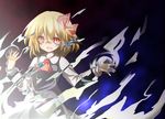  ascot blonde_hair bow fang hair_bow highres hinase_kaguya open_mouth red_eyes ribbon rumia short_hair solo touhou 