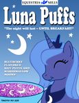  blue_body blue_hair blueberry_flavored bowl cereal crown english_text equine female feral friendship_is_magic hair horn mammal moon my_little_pony parody pegacorn princess_luna_(mlp) solo star text timothy_fay winged_unicorn wings 