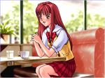  casual_romance_club houkago_ren-ai_club red_eyes red_hair restaurant school_uniform 