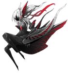  butterfly_wings detached_sleeves full_body hakurei_reimu long_hair mazeran persona solo touhou transparent_background white_hair wings 