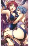  2girls blush buriki mizugi red_hair resized tentacles 