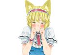  alice_margatroid animal_ears bad_id bad_pixiv_id blonde_hair blush capelet cat_ears eyebrows face hairband kemonomimi_mode nicutoka short_hair solo touhou transparent_background upper_body wrist_cuffs yellow_eyes 