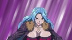  animated_gif belt blue_hair breast_beam breast_grab breasts clavicle dress earrings high_heels huge_breasts legs long_hair necklace open_mouth oppai purple_hair ring rosario+vampire succubus tagme 