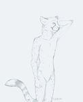  black_and_white cheetah feline kairithekat male mammal monochrome nude sketch solo 