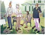  classy dapper feline garden_party lagomorph male mammal outside party rabbit suit tiger 