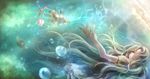  bad_id bad_pixiv_id beamed_eighth_notes beamed_sixteenth_notes blue_eyes bubble dress eighth_note hat musical_note original quarter_note shell silver_hair solo starfish sui_(petit_comet) treble_clef water 