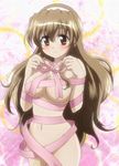  blush brown_eyes brown_hair long_hair naked_ribbon nogizaka_haruka nogizaka_haruka_no_himitsu oppai vagina 