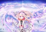  absurdres bad_id bad_pixiv_id blonde_hair blue_eyes bug butterfly cloud dress frills highres hizo_(hizoo) horizon insect long_hair original sky solo wings 