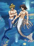  2boys abs chest cloud_strife crossover final_fantasy final_fantasy_vii final_fantasy_viii kingdom_hearts lowres male male_focus mermaid merman monster_boy monster_girl multiple_boys muscle pecs squall_leonhart 