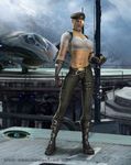  3d absurdres beret blonde_hair blue_eyes boots breasts fingerless_gloves gloves hat highres large_breasts mortal_kombat official_art solo sonya_blade tan tank_top tanline 