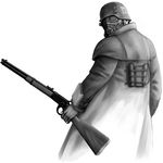  fallout_new_vegas greyscale gun helmet holding holding_gun holding_weapon mask monochrome ncr ncr_veteran_ranger rifle solo weapon yorimitsu 