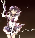  back_bow bad_id bad_pixiv_id bishoujo_senshi_sailor_moon black_hair bow brown_background choker cocopps earrings elbow_gloves facial_mark forehead_mark gloves holding holding_spear holding_weapon jewelry magical_girl pleated_skirt polearm purple_bow purple_eyes purple_sailor_collar purple_skirt ribbon sailor_collar sailor_moon_musical sailor_saturn sailor_senshi_uniform saturn_symbol serious short_hair silence_glaive skirt solo sparkle spear star star-shaped_pupils star_choker symbol-shaped_pupils tomoe_hotaru weapon white_gloves 