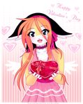  &hearts; big_ears black_eyes bow cute dress embroidery english_text female gift hair holidays lace long_hair luna777 moondog necklace pink pink_clothing smile solo taratsu_(character) text valentine's_day valentines_day wings 