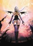  ass copyright_request duplicate panties pantyshot randis resized silver_hair solo sword thighhighs underwear upscaled weapon wings 