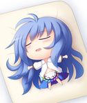  bad_id bad_pixiv_id beni_shake blue_hair blush chibi closed_eyes hinanawi_tenshi long_hair navel open_mouth shirt skirt sleeping solo touhou 