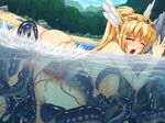  1girl blonde censored game_cg impregnation jewelry kneeling monster_park raep sex spread_legs tentacles under_water vaginal water wet wince 