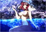  breasts cherry_blossoms female hat highres nude onsen saigyouji_yuyuko touhou water yadokari_genpachirou 