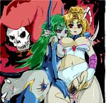  2girls 6rinne anus ass breasts bridal_gauntlets censored cloak corruption cum ejaculation elbow_gloves evil female female_ejaculation final_fantasy final_fantasy_iv fins gloves green_hair head_fins headfins hood horns leotard long_hair multiple_girls naughty_face nipples penis pussy red_eyes rosa_farrell rydia shoulder_pads skull spread_pussy tail thighhighs tiara transformation yuri 