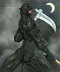  black_panther bulge dawnair feline fundoshi male mammal moon panther scythe solo underwear weapon wolf-lsi 