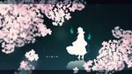  agent_no.9 cherry_blossoms copyright_name highres hitodama letterboxed perfect_cherry_blossom reflection reflective_floor saigyouji_yuyuko silhouette solo touhou wallpaper 
