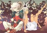  both_genders dress fujitsubo-machine green_eyes horns noizi_ito red_eyes tagme white_hair 