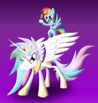  alicorn cgeta cutie_mark duo equine female feral friendship_is_magic fur horn horse mammal my_little_pony pegacorn pegasus pony princess_celestia_(mlp) rainbow_dash_(mlp) unknown_artist winged_unicorn wings 