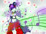  breasts canine clothing collar dog female fishnet hair mammal music_notes musical_note nipples panties pants purple purple_hair solo the_legend_of_zelda twifoxy underwear video_games zoa 